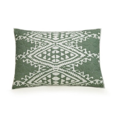 Aisha Green and Gray Cotton King Quilt Set