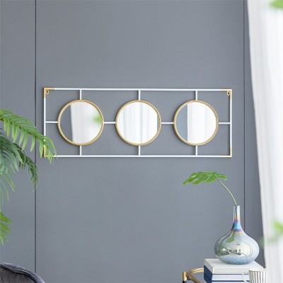 Modern Metal Wall Mirror Set, Round Decorative Mirrors with Square Framed Mirror Art for Living Room or Lounge – The Pop Home