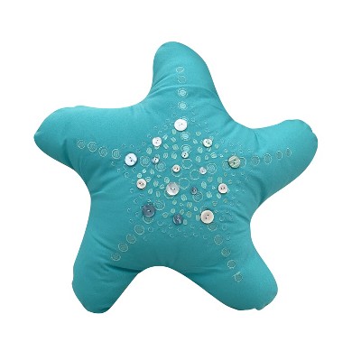 RightSide Designs Shaped Embroidered Starfish Indoor/Outdoor Throw Pillow
