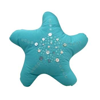 RightSide Designs Shaped Embroidered Starfish Indoor / Outdoor Throw Pillow