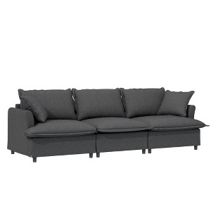 94" Chenille Wide Seat Upholstered 3-Seat Sofa with Throw Pillows - 1 of 4