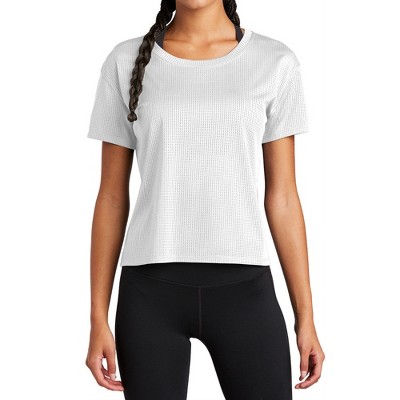 Mafoose Women's PosiCharge Open-Mesh Moisture-Wicking Draft Crop T-shirt White 3XL