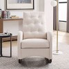 Upholstered Rocking Chair With Padded Seat And Solid Wood Base,Comfortable Linen Rocker Office Rocking Armchair,Living Room Chair-Cuddlewood - 2 of 4