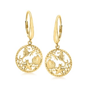 Ross-Simons 18kt Yellow Gold Over Sterling Silver Sea Life Drop Earrings - 1 of 4