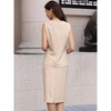 INSPIRE CHIC Women's Summer Button Boat Neck Sleeveless Waistcoats and Sheath Skirt Suit Set 2 Pieces - 3 of 4