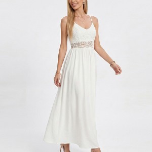 Vestido largo con cuerpo de encaje y tirantes - Anna-Kaci