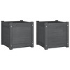 vidaXL Garden Planters 2 pcs Gray 15.7"x15.7"x15.7" Solid Wood Pine - 2 of 4