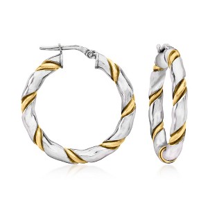 Ross-Simons Italian Sterling Silver and 18kt Gold Over Sterling Twisted Hoop Earrings - 1 of 3