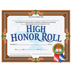 Hayes High Honor Roll Certificate 8.5" x 11" Pack of 30 (H-VA686) - 1 of 1