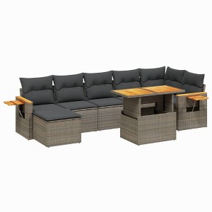 vidaXL Garden Sofa Set Grey PE Rattan Large Adjustable Armrests - 1 of 4