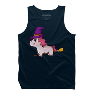 Men's Design By Humans Witch Unicorn Halloween T Shirt By thebeardstudio Tank Top - 1 of 3