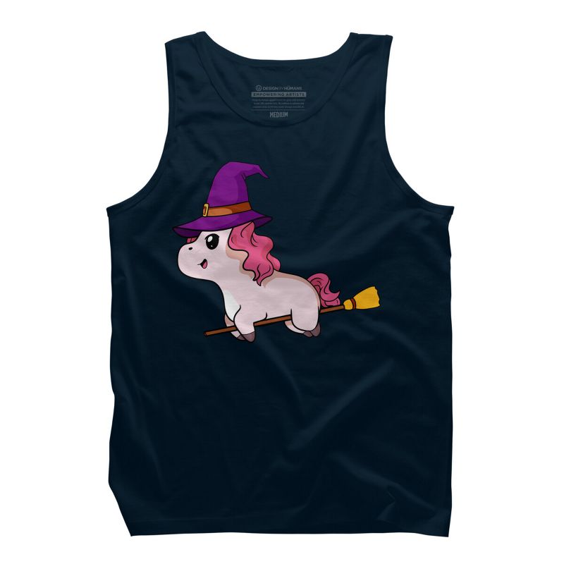 Men's Design By Humans Witch Unicorn Halloween T Shirt By thebeardstudio Tank Top, 1 of 4