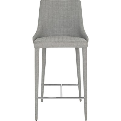 Summerset Light Grey Linen and Chrome Counter Stools, Set of 2