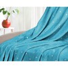 HomeRoots 50" X 60" Light Blue And Silver Fleece Woven Polka Dots Plush Throw Blanket - 2 of 4