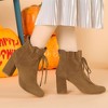 Allegra K Women's Lace Up Round Toe Drawstring Block Heel Ankle Boots - 2 of 4