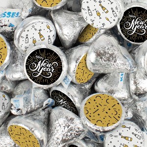 New Year's Eve Candy Party Favors Chocolate Hershey's Kisses BulkBlack & Gold - 1 of 1