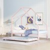 CAVINAS Twin Size Small House Bed Frame With Trundle,Metal Floor Bed for Kids Room,Bedroom - 2 of 4