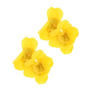 Unique Bargains Atmosphere Twin Flowers Hair Clip Yellow 2 Pcs - 1 of 4
