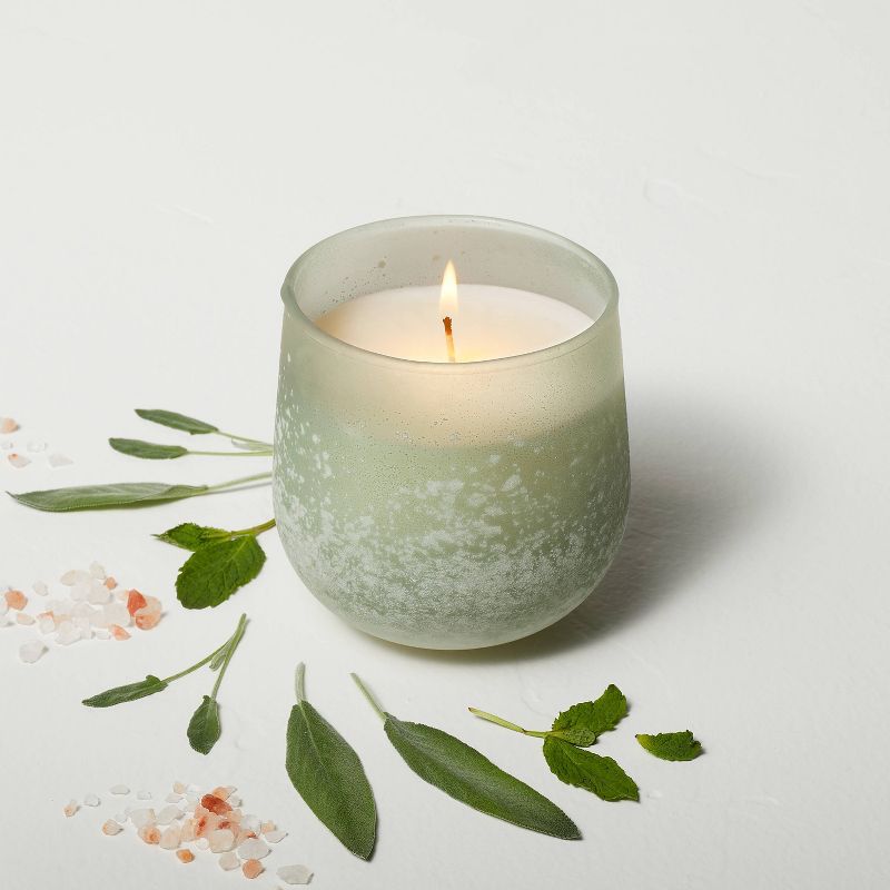 Serenity Fashion Salted Glass Wellness Jar Candle Green - Casaluna™, 3 of 11