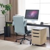 Karl Home |28 inch W White Mid-Back Swivel Cotton And Linen Office Chair Task Chair With Adjustable Arms - 4 of 4