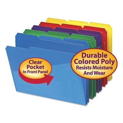 Smead Slash Pocket Poly File Folders 1/3 Cut Top Tab Letter Assorted 30/Box 10540