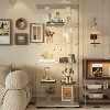 Racxily Tempered Glass Display Cabinet, Wine Cabinet, Storage Cabinet, File Cabinet with LED, Lock on Door, Tempered Glass Top, Casters at Bottom - 3 of 4