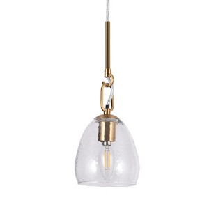 LNC Blobfish 1-Lights 5" Modern Dome Mini Pendant  Lights, Polished Gold and Textured Glass Shade - 1 of 4