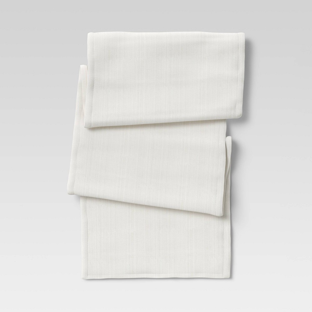 Photos - Tablecloth / Napkin 72" x 14" Cotton Solid Table Runner White - Threshold™