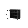 Wall Cabinet Wooden Double Glass Door Kitchen Pantry Sideboard with Removable Shelves Medicine Cabinet Storage Cabinet for Bathroom Office Black - 3 of 4