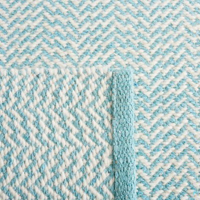 Teal and Ivory Hand-Knotted Wool 8' x 10' Area Rug
