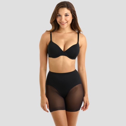 SlimShaper by Miracle Brands Women's Sheer Booty Lift Shortie - Black L