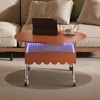 FONTOI Round Lift-Top Coffee Table with Wheels, 2-Tier Side Table for Living Room, Mahogany, 27.6"*15.7"*27.6" - 4 of 4
