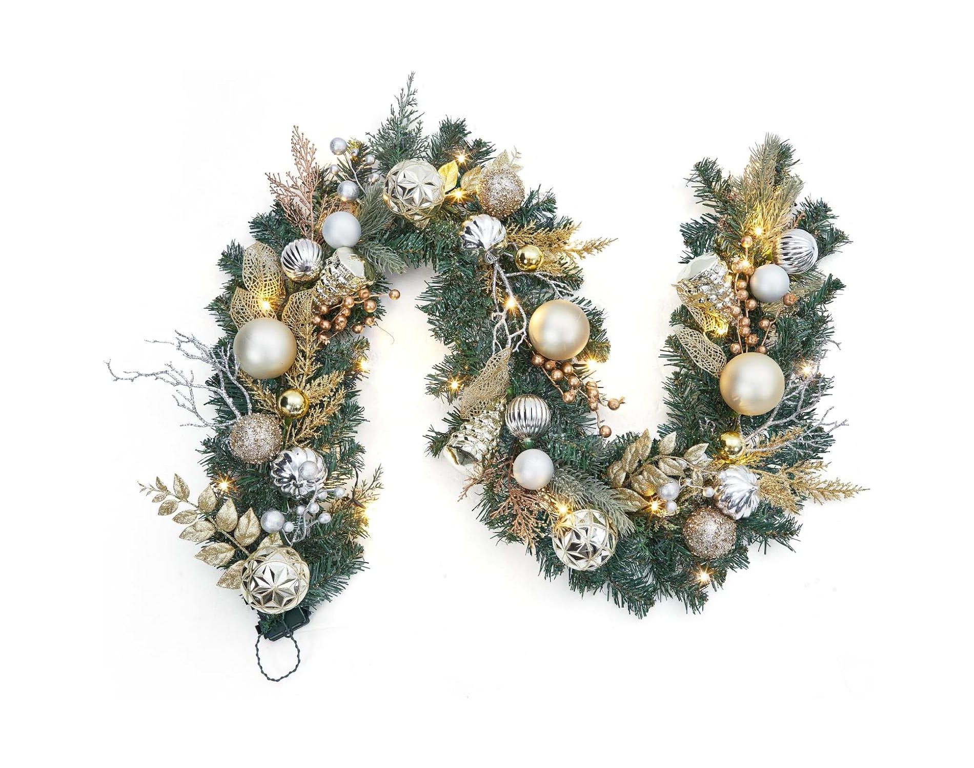 6 ft Pre-Lit Christmas Garland, Battery Operated Lighted Xmas Garland