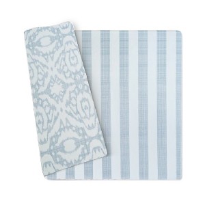 Wander & Roam Reversible Baby PlayMat - Large, Emerson Ikat + Jack Stripe Design - Rainwash Blue - 1 of 4