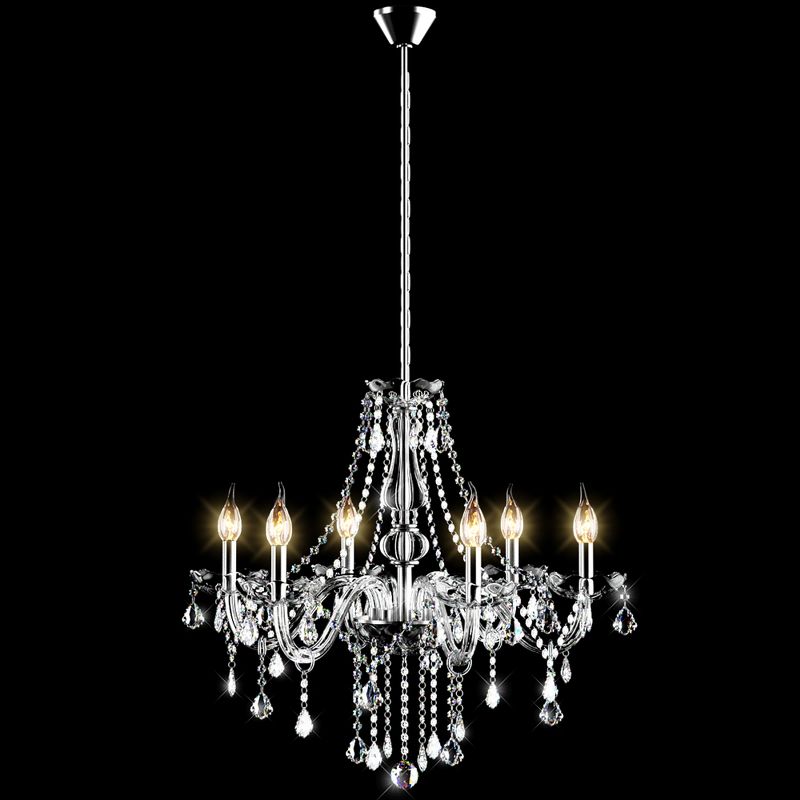 Tangkula Modern Elegant Crystal Chandelier Ceiling Light Fixture with 6 Lights for Dining Room, Hallway Stairway, Bar Restaurant, 2 of 11