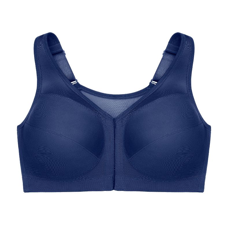 Glamorise Womens MagicLift Front-Closure Posture Back Wirefree Bra 1265 Blue, 4 of 5