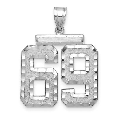 Black Bow Jewelry 14k White Gold, Varsity Collection, Large D/C Pendant, Number 69