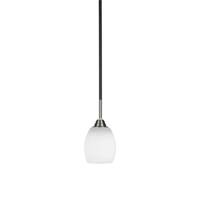 Toltec Lighting Paramount 1 - Light Pendant in  Matte Black/Brushed Nickel with 5" White Linen  Shade