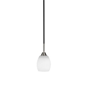 Toltec Lighting Paramount 1 - Light Pendant in  Matte Black/Brushed Nickel with 5" White Linen  Shade - 1 of 1