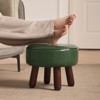 Aoibox Round Faux Leather Foot Stool Ottoman, Soft Footrest for Couch or Under Desk, Non-Slip Rubber Legs, Perfect for Living Room, Bedroom, Green - 2 of 4