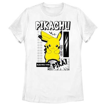 Women's Pokemon Black and White Electric Type Pikachu T-Shirt