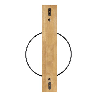 Rustic Brown Wood and Metal Wall Sconce with Glass Cylinder