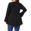 Women's Plus Size Long Bell Sleeve High Low Hem Crew Neck Casual Flared Tunic Blouse - Agnes Orinda - 4 of 4