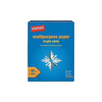 Staples 8.5" x 11" Multipurpose Paper 22 lbs. 98 Brightness 500/RM (22098) 651659