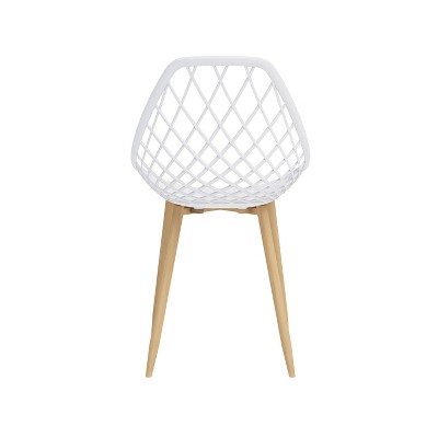 Kurv White and Natural Armless Dining Chairs with Steel Frame