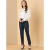 INSPIRE CHIC Women's Vintage Tartan Plaid Elastic Waist Straight Long Trousers - 2 of 4