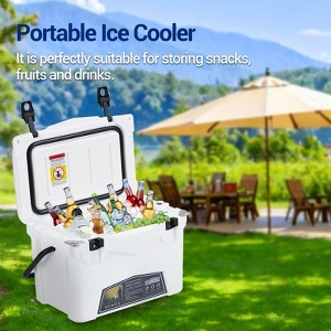 35 Quart Heavy Duty Portable Ice Cooler - Insulated Camping Cooler with Cup Holder, Fish Ruler & Bottle Openers for Beach, Boat & Picnics White - 1 of 4