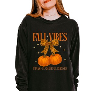 Simply Sage Market Coquette Thankful Grateful Blessed Garment Dyed Long Sleeve - 1 of 4