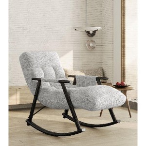 CAVINAS Casual Folding Rocking Chair, Upholstered Lounge Chair, Adjustable High Back and Foot Rest, Accent Chair with Side Pockets - 1 of 4