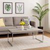 Royal Hampton Coffee Table with Rectangular Tabletop and Metal Legs, Silver and Brown - 2 of 4